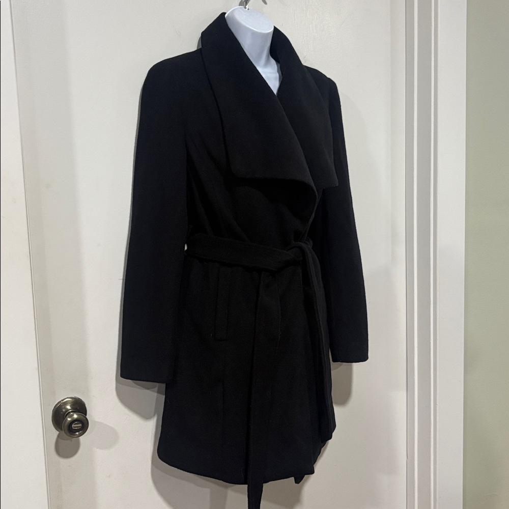 Love Tree Black Soft Knit Trench Cardigan Winter Wrap Coat Size Medium - Picture 3 of 11
